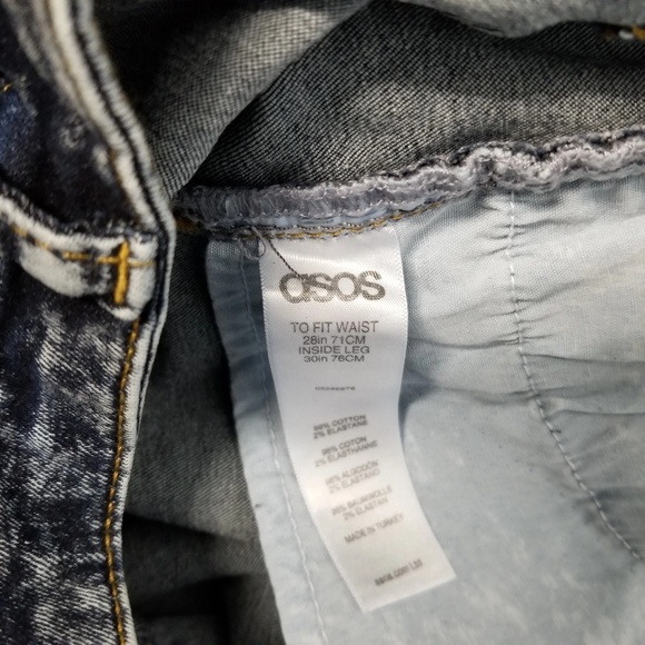 ASOS Super High Rise Dark Blue Acid Wash Jeans 28 - Picture 6 of 8